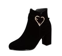 Gyaimxfu Stiefeletten Damen Halbhoch Schlupfschuhe Ankle Boots Stiefel Wildleder Kurzstiefel Westernstiefel Bequemer Winterstiefel Elegant Damenstiefel Halbstiefel