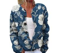 Gyaimxfu Strickjacke Damen Kurz Feinstrick Cardigan Weiche Sommerjacke mit Knöpfe Modedruck Strickcardigan Dünne Übergangsjacke für Frühling und Herbst Kaschmir Gestrickter Open Front Sweater 1