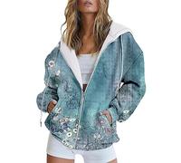 Gyaimxfu Sweatjacke Damen Oversize Retrodruck Sweatshirt Jacke Mit Kapuze - Baumwoll Zipper Hoodie Kapuzenjacke Langarm Sweatshirt Sport Style Casual Kapuzenpullover Mit Reißverschluss