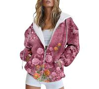 Gyaimxfu Sweatjacke Damen Oversize Retrodruck Sweatshirt Jacke Mit Kapuze - Baumwoll Zipper Hoodie Kapuzenjacke Langarm Sweatshirt Sport Style Casual Kapuzenpullover Mit Reißverschluss