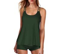 Gyaimxfu Tankini Damen Bauchweg Mode Bademode Set Damen Freizeit Tankini Badeanzug Zweiteiler Tankinis Set Sommer Elegant Badeanzüge für Damen Tankini Oberteil mit Badeshorts 2025