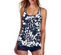 Gyaimxfu Tankini Damen Set Badeanzug U Ausschnitt Strandmode High Waist Große Größen Sonnenschutz Badeanzug Bauchweg Bademode Schwimmanzug Badeanzüge Swimsuit Blumen Sommer Elegantes Tops Mit Shorts