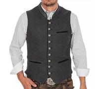 Gyaimxfu Trachtenweste Herren Grau Oktoberfest Ärmellos Trachten Weste Trachtenmode Gilet Große Größen Trachtengilet Elegant Anzugweste, Edel Festanzug für Hochzeit, Musik Anlass