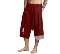 Gyaimxfu Traditionelle japanische Kimono-Hose, asiatische Kleidung, Badehose, lässig, locker, japanischer Stil, Leinen, kurze Hose 1