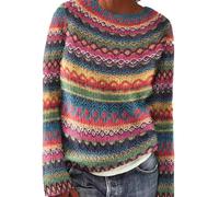 Gyaimxfu Winterpullover Damen Warm Elegant Winter Kaschmir Pullover Große Größen Sweatshirt mit Aufdruck Rundhals Bequem Wollpullover Langarm Strickpullover Casual Wollpulli
