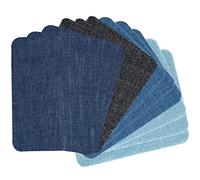 GYGYL 12 Pieces Premium Quality Denim Iron-on Jean Patches, Inside & Outside Strongest Glue 100% Cotton Assorted Shades of Blue Repair Decorating Kit, Size 3" by 4-1/4" (7.5 cm x 10.5 cm)