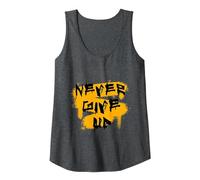 Gym Culture Never Give Up Heather Grey Graphic Tank Top, Damen, Anthrazit Meliert, XXL