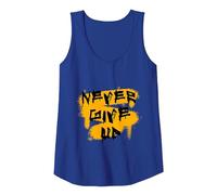 Gym Culture Never Give Up Heather Grey Graphic Tank Top, Damen, Königsblau, L