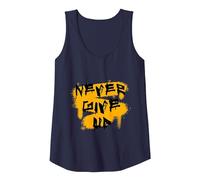 Gym Culture Never Give Up Heather Grey Graphic Tank Top, Damen, Marineblau, L