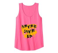 Gym Culture Never Give Up Heather Grey Graphic Tank Top, Damen, Neonrosa, M
