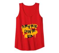 Gym Culture Never Give Up Heather Grey Graphic Tank Top, Damen, Rot, L