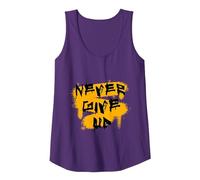 Gym Culture Never Give Up Heather Grey Graphic Tank Top, Damen, Violett, XL
