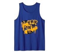 Gym Culture Never Give Up Heather Grey Graphic Tank Top, Herren, Königsblau, S