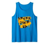 Gym Culture Never Give Up Heather Grey Graphic Tank Top, Herren, Saphir, XXL