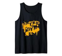 Gym Culture Never Give Up Heather Grey Graphic Tank Top, Herren, Schwarz, L