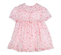 Gymp Kleid kurzarm Blumen Rüschen 80 weiß/rosa