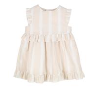 Gymp Webkleid Flügelarm Streifen Rüschen 86 beige/weiß