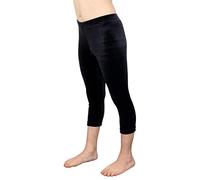GymStern Made IN Germany Caprihose SAMT Velvet bi-elastisch Mädchen 3/4 Leggings Kinder Capri Hose Balletthose Fitnesshose Yogahose Farbe SCHWARZ Größe 122/128