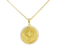 GZHENGZG Herren Halskette und Damen Halskette Herren Runde Anhänger Halskette, türkisch osmanische Metall Blume und Vogel Skulptur, glänzend eingezäunt, lässig Schmuck Geschenk