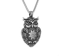 GZHENGZG Herren Halskette und Damen Halskette Retro Eule Anhänger für Männer und Frauen, Hip-Hop Tier Halskette, Rune Amulett, exquisites Schmuck Geschenk