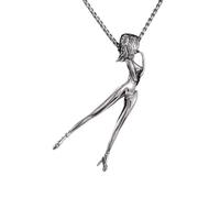 GZHENGZG Herren Halskette und Damen Halskette Retro Silber Farbe Zweidimensionale nackte Göttin Anhänger Halskette Geeignet für Mann und Frau Anhänger Zubehör Paar Geschenk Geschenk