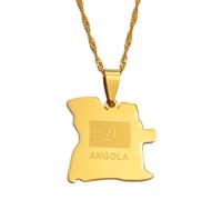 GZHENGZG Herren Halsketten und Damenschmuck Angola Halskette mit dünner Kette, afrikanischer Anhänger, Angola Land, Schmuck, Geschenk