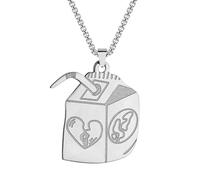 GZHENGZG Herren Halsketten und Damenschmuck Hip Hop Juice Box Frauen Halskette Gold Silber Anhänger Kette Halskette Geburtstagsgeschenk