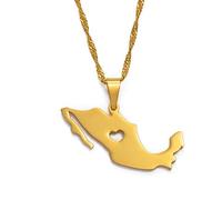 GZHENGZG Herren Halsketten und Damenschmuck Mexiko Halskette mit Anhänger für Männer und Frauen, Ilver und Gold Farbe, Schmuck Geschenk