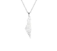 GZHENGZG Herren Halsketten und Damenschmuck Palästina Karte Halsketten Anhänger Kette Hals Ethnisches Denkmal Amulett Land Karte Schmuck Frauen Männer Trendiges Geschenk