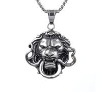 GZHENGZG Herren Halsketten und Damenschmuck Vintage Horror Löwenkopf Anhänger Halskette für Männer, Punk Schmuck, Tier Accessoires, Hip Hop Mode Party Geschenk, Geschenk