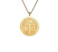 GZHENGZG Herrenhalsketten und Damenschmuck Dharma Rad des Lebens Halskette, Frieden und Einheit Anhänger, Symbole, OM Star, jüdisches Schmuckgeschenk