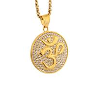 GZHENGZG Herrenhalsketten und Damenschmuck Eiscreme Yoga Anhänger Halskette für Männer Goldene Farbe AUM OM Runde Halsketten Schmuck Geschenk Hip Hop Geschenk