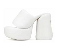 GZHMMAN Damen-Sandalen mit rundem Zehenbereich, hoher Absatz, integrierter dicker Absatz, wasserdicht, Plateau, Wolfskopf, Dekoration, Absatzhöhe 14 cm, lässig, Weiß, 35