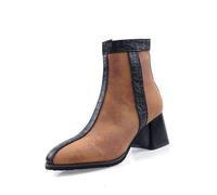 GZHMMAN Damen Stiefeletten mit Runder Spitze und Hohem Absatz Dicker Quadratischer Absatz Pumps mit Seitlichem Reißverschluss Booties mit Nähten Hohe Höhe 6 cm,Brown,47