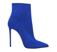 GZHMMAN Damen Wildleder Stiefeletten High Heels Booties Pumps Stilettos Spitze Zehenpartie Einfarbig Seitlicher Reißverschluss Absatzhöhe 10 cm,Dark Blue,39