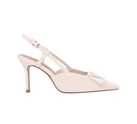 GZHMMAN High Heels Damen Pumps Geschlossenem Zehenbereich Spitze Zehen Slingback Knöchelriemen Schnalle Stilettos,White,39