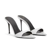 GZHMMAN High Heels Damen Spitzer Zehenbereich Offener Zehenbereich Stiletto Mules Sandalen Slingback Slip On Slipper Schuhe,White,38