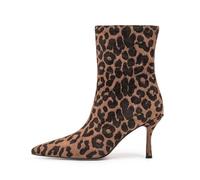 GZHMMAN Pumps Damen Booties High Heels Stiefeletten Stilettos Leopardenmuster Wildleder Spitze Zehenpartie Seitlicher Reißverschluss Absatzhöhe 8 cm,Leopard,41