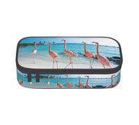 GZHYHAKAN Federmäppchen, Motiv: Flamingo am Strand, kratzfest, Mehrzweck-Aufbewahrungslösung für Schule, Arbeit und Reisen, Schwarz , Einheitsgröße, Schulranzen