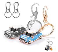 GZjiyu 2 Stück Auto Schlüsselanhänger, Zink-Legierung Mini Schlüsselanhänger, Vielseitiger Schlüssel Auto für Taschen, Handtaschen, Autos, RucksäCke(Schwarz/Blau)