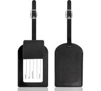 GZSYWZ 2 Stück Kofferanhänger Koffer - Gepäckanhänger mit Namensschild Adressschild Kofferanhänger aus Kunstleder für Reisen Flug Kreuzfahrt, Schwarz