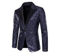 GZYshoyao Herren Pailletten Sakko Gold Glitzer Blazer Slim Fit Hochzeit Mantel Langarm Mantel Anzug Herrenjacke Performance-Kostüm für Hochzeit und Party Formelle Kleidung für Herren