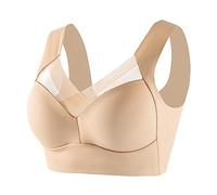 GZYshoyao Wmbra Haltungskorrektur BH Für Seniorinnen Wmbra BH Für Seniorinnen Wmbra Bügelloser BH Wmbra Büstenhalter,Push up BH Große Brüste,Seamless Soft-BH Täglicher BH Bequem und weich (Beige, XL)