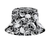 GZYWLKJ Fischerhut mit Totenkopf-Rose, Skelett, modisch, Unisex, verstaubar, Sommer, Strand, Fischerhut für Damen und Herren, Retro Skulls-20, Einheitsgröße