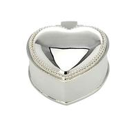 kleine versilberte Schmuckdose in Herzform mit Perlrand 6x5.5 cm