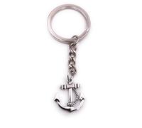 H-Customs Anker mit Schlaufe Schlüsselanhänger Anhänger Silber aus Metall