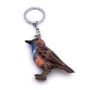 H-Customs Blaukehlchen Vogel Blau Holz Edel Handmade Schlüsselanhänger Anhänger
