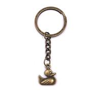 H-Customs Ente Badeente Stockente Erpel Schlüsselanhänger Anhänger Bronze aus Metall