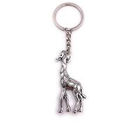 H-Customs Giraffe Afrika aufrecht Schlüsselanhänger Anhänger Silber aus Metall