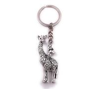 H-Customs Giraffe mit Kind Schlüsselanhänger Anhänger Silber aus Metall